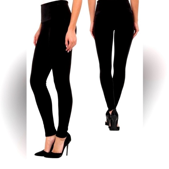 SPANX Black High Waisted Velvet Ankle Leggings EUC size Medium - Picture 2 of 5